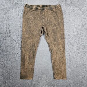 Jess & Jane Womens Large Brown Mineral Wash Cotton Leggings Pants